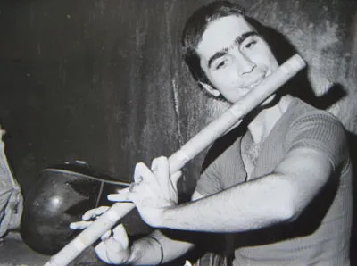 Paul practicing the flute in 1972